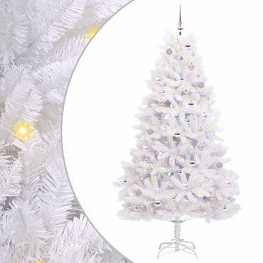 vidaXL Künstlicher klappbarer Weihnachtsbaum Weiß 210 cm PVC und Stahl