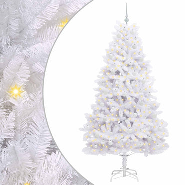 vidaXL Künstlicher klappbarer Weihnachtsbaum Weiß 210 cm PVC und Stahl
