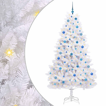 vidaXL Künstlicher klappbarer Weihnachtsbaum Weiß 210 cm PVC und Stahl