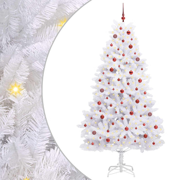 vidaXL Sapin de Noël artificiel pliable Blanc 240 cm PVC et acier