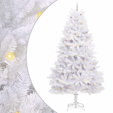 vidaXL Sapin de Noël artificiel pliable blanc 300 cm PVC et acier