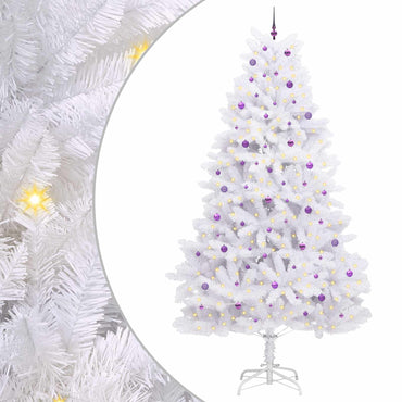 vidaXL Sapin de Noël artificiel pliable blanc 300 cm PVC et acier