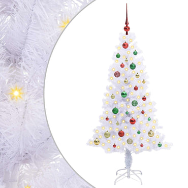 vidaXL Künstlicher Weihnachtsbaum Weiß 150 cm PVC und Stahl