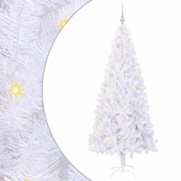 vidaXL Künstlicher Weihnachtsbaum Weiß 210 cm PVC und Stahl