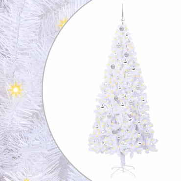 vidaXL Künstlicher Weihnachtsbaum Weiß 210 cm PVC und Stahl