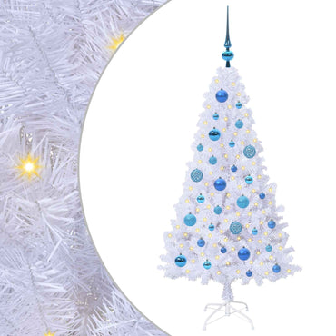 vidaXL Künstlicher Weihnachtsbaum Weiß 120 cm PVC und Stahl
