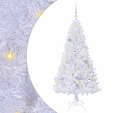 vidaXL Künstlicher Weihnachtsbaum Weiß 150 cm PVC und Stahl