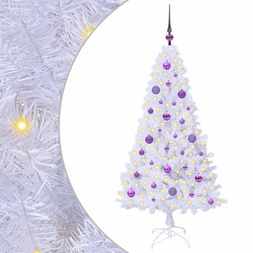 vidaXL Künstlicher Weihnachtsbaum Weiß 150 cm PVC und Stahl