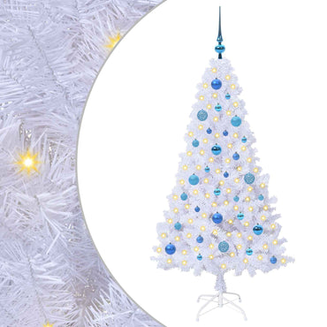 vidaXL Künstlicher Weihnachtsbaum Weiß 150 cm PVC und Stahl