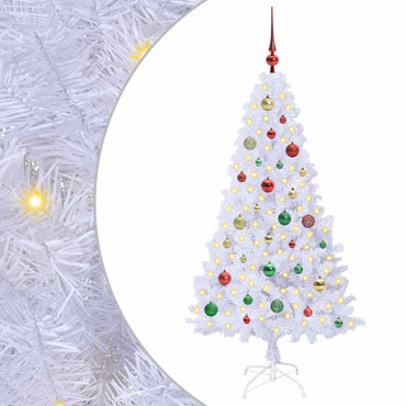 vidaXL Künstlicher Weihnachtsbaum Weiß 150 cm PVC und Stahl