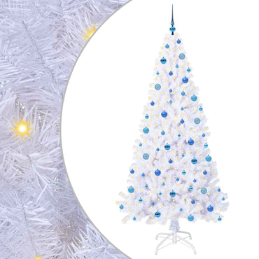 vidaXL Künstlicher Weihnachtsbaum Weiß 210 cm PVC und Stahl