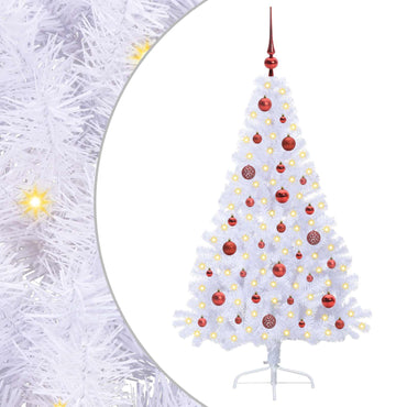 vidaXL Künstlicher Weihnachtsbaum Weiß 150 cm PVC und Stahl