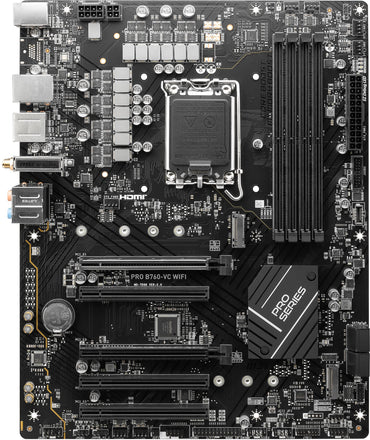 MSI PRO B760-VC WiFi ProSeries Mainboard (Unterstützt Intel Prozessoren der 12./13. Generation, LGA 1700, DDR5, PCIe 4.0, M.2, 2,5 Gbit/s LAN, USB 3.2 Gen2, Wi-Fi 5, ATX) (Generalüberholt)