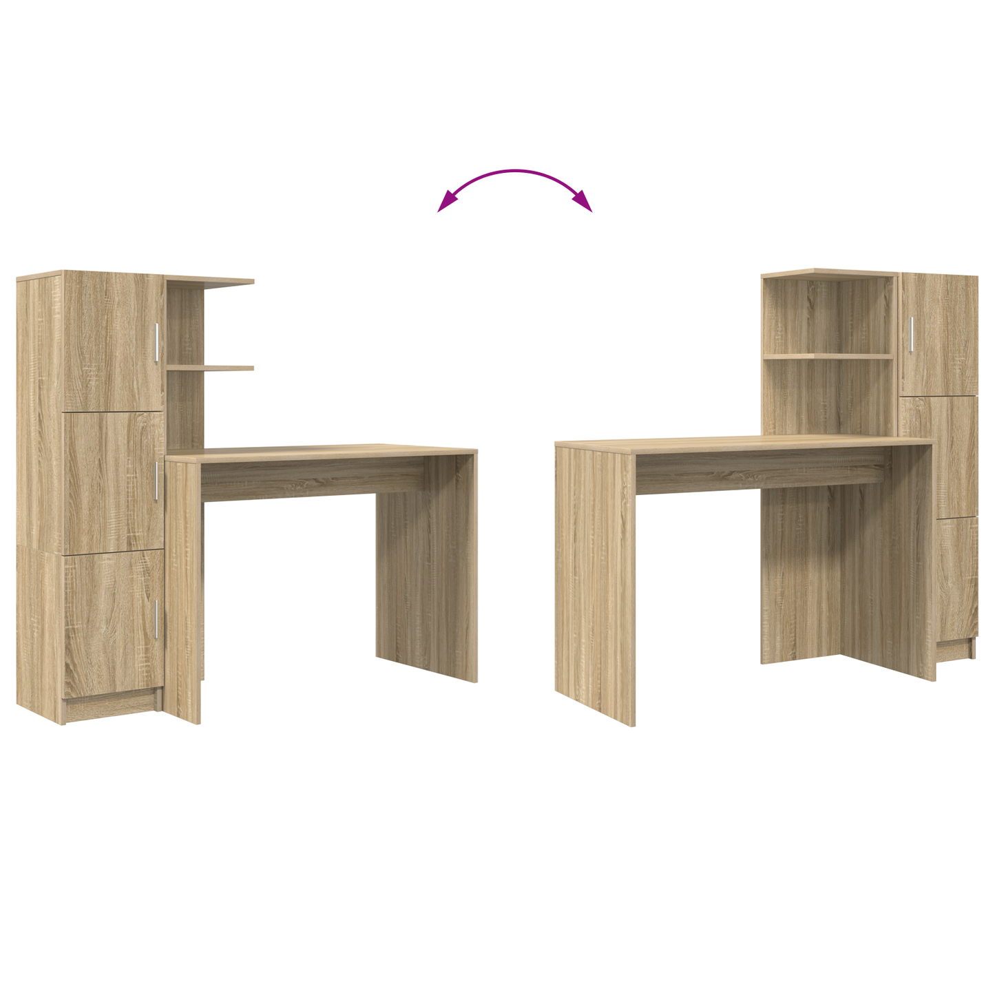 vidaXL Schreibtisch 2 pcs Sonoma-Eiche