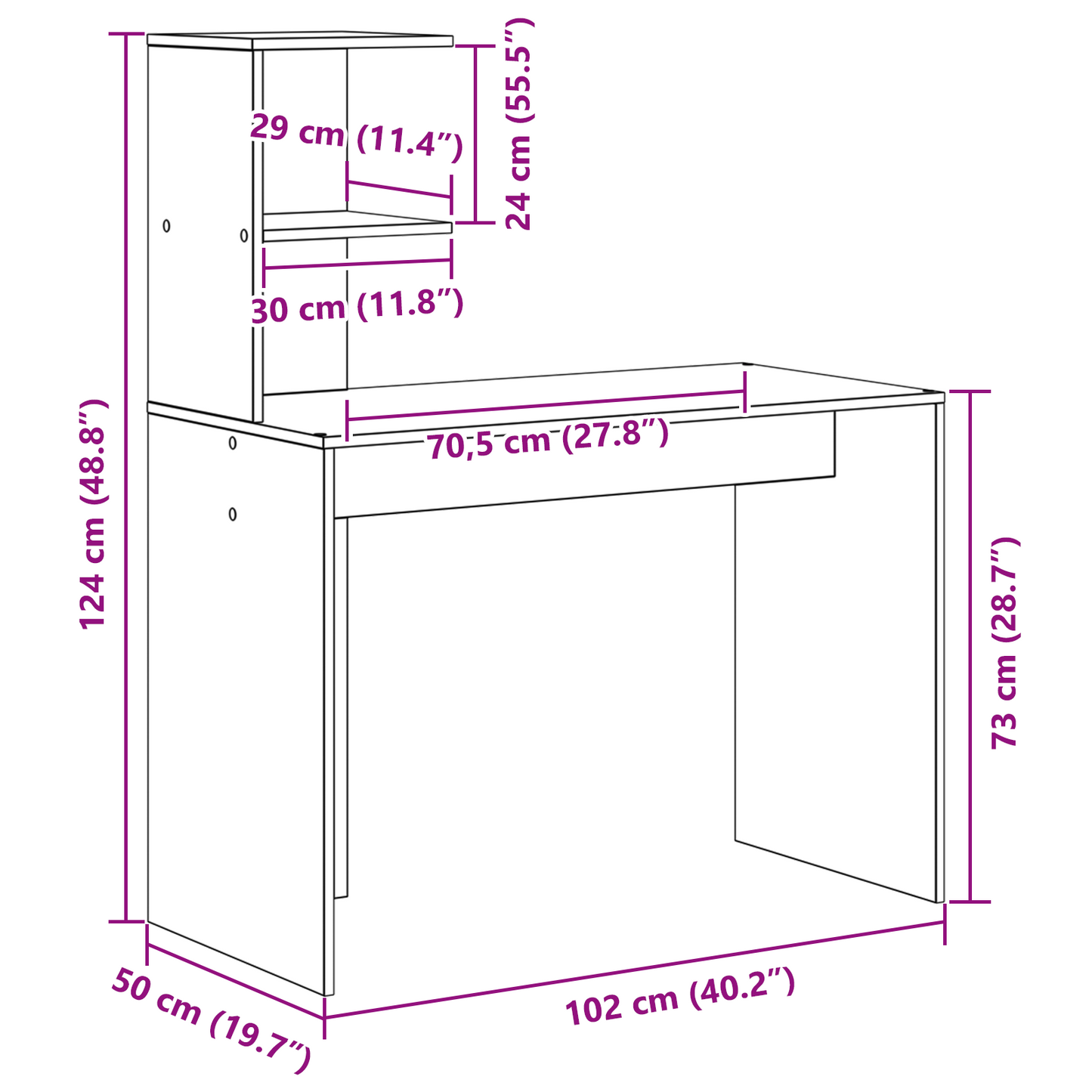 vidaXL Schreibtisch 2 pcs Geräucherte Eiche