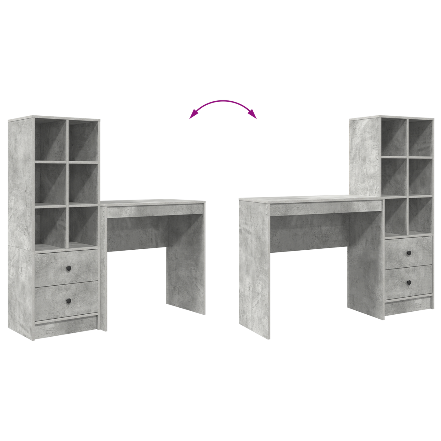 vidaXL Bureaux avec tiroirs 2 pcs Gris béton