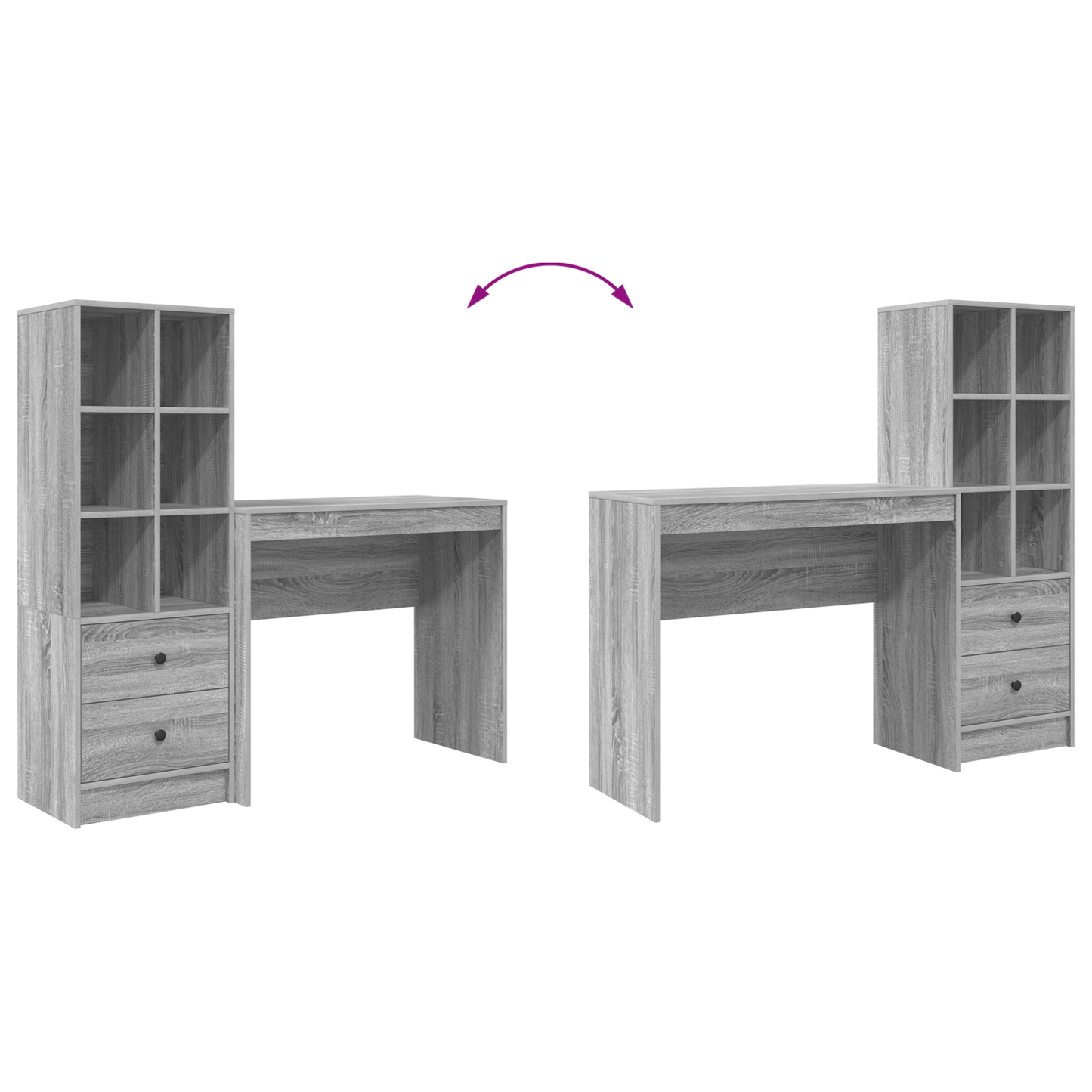 vidaXL Schreibtisch mit Schubladen 2 pcs Graues Sonoma