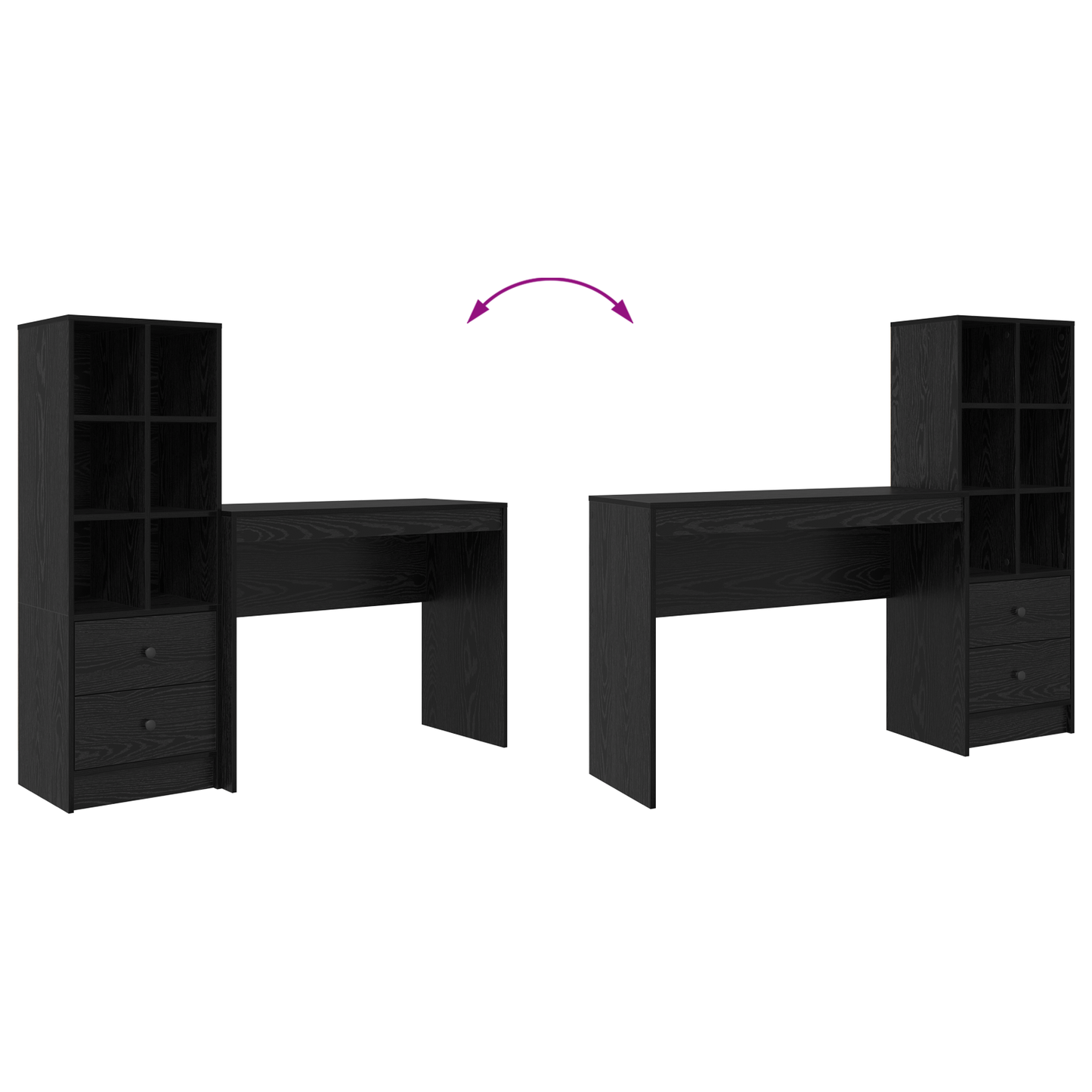 vidaXL Schreibtisch mit Schubladen 2 pcs Schwarz Eichen-Optik