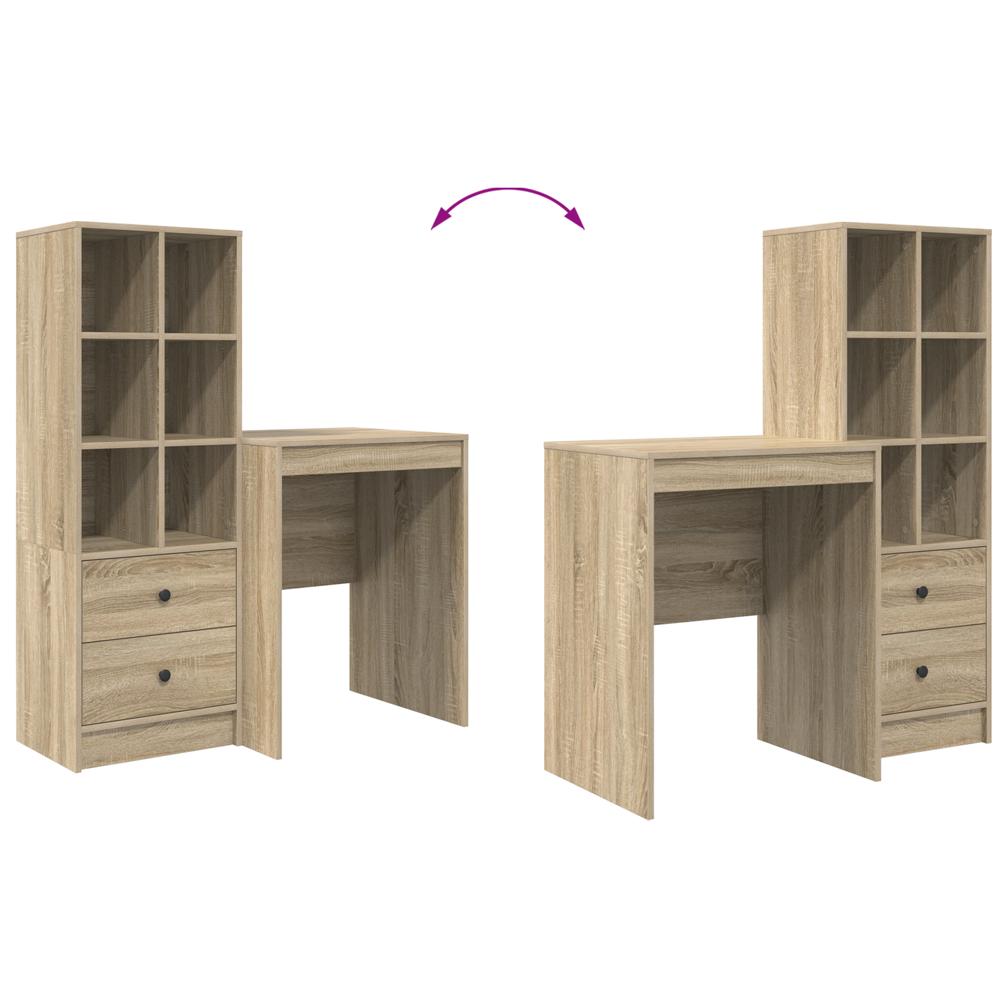 vidaXL Bureaux avec tiroirs 2 pcs Chêne Sonoma