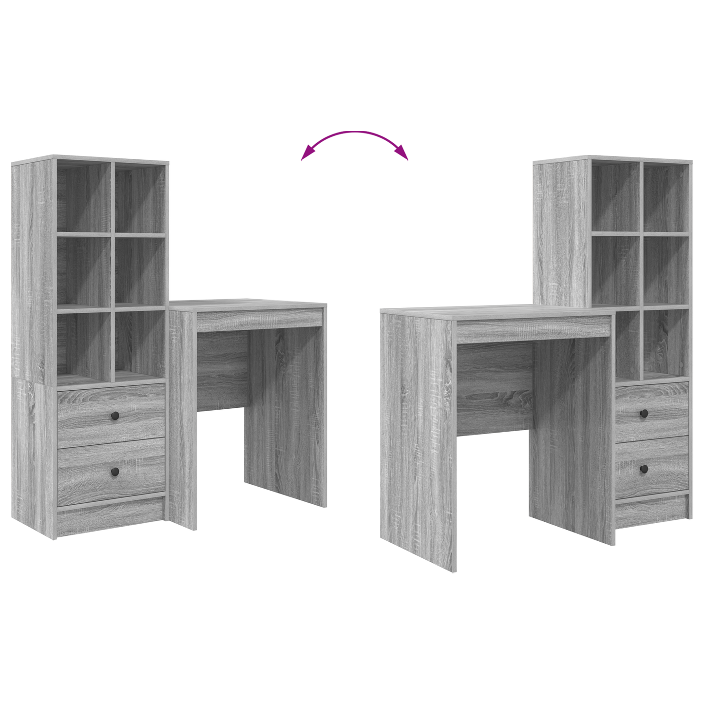 vidaXL Bureaux avec tiroirs 2 pcs Chêne sonoma gris