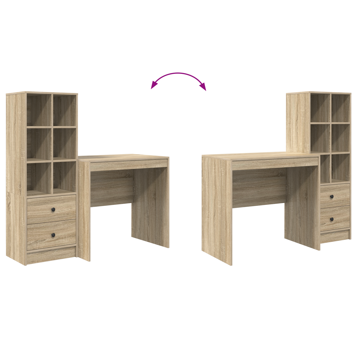 vidaXL Bureaux avec tiroirs 2 pcs Chêne Sonoma