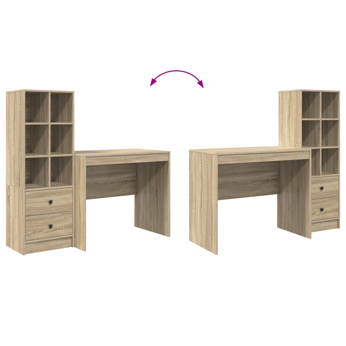 vidaXL Bureaux avec tiroirs 2 pcs Chêne Sonoma