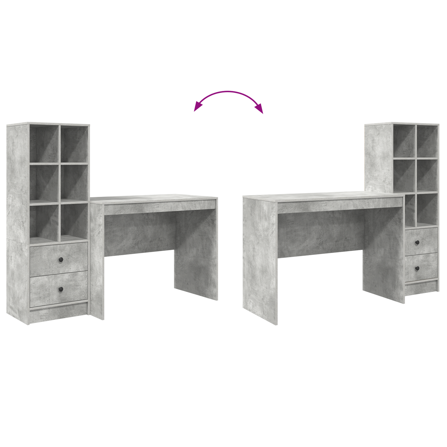 vidaXL Bureaux avec tiroirs 2 pcs Gris béton