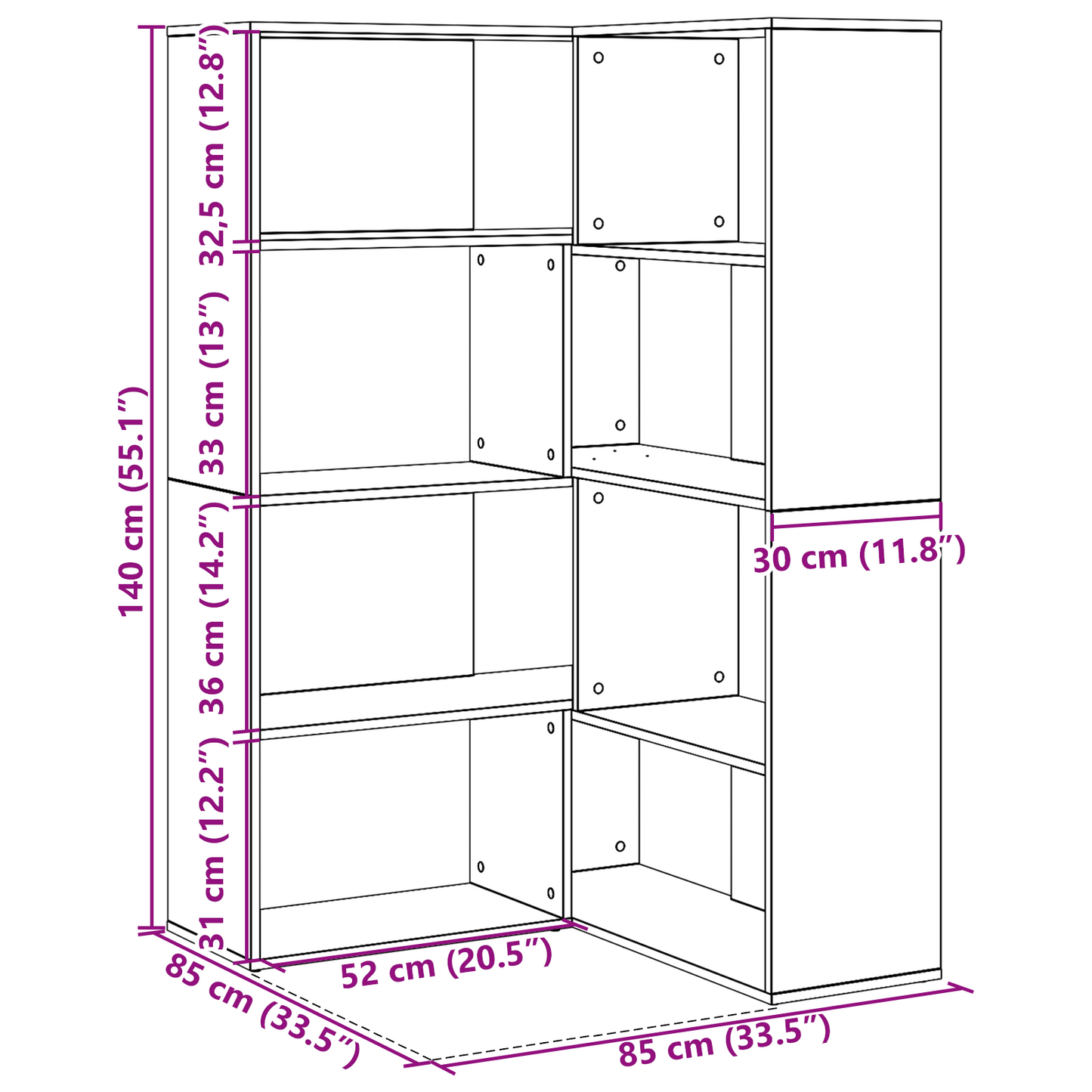 vidaXL Kleiderschrank 2 pcs Schwarz Eichen-Optik 85 x 85 x 140 cm