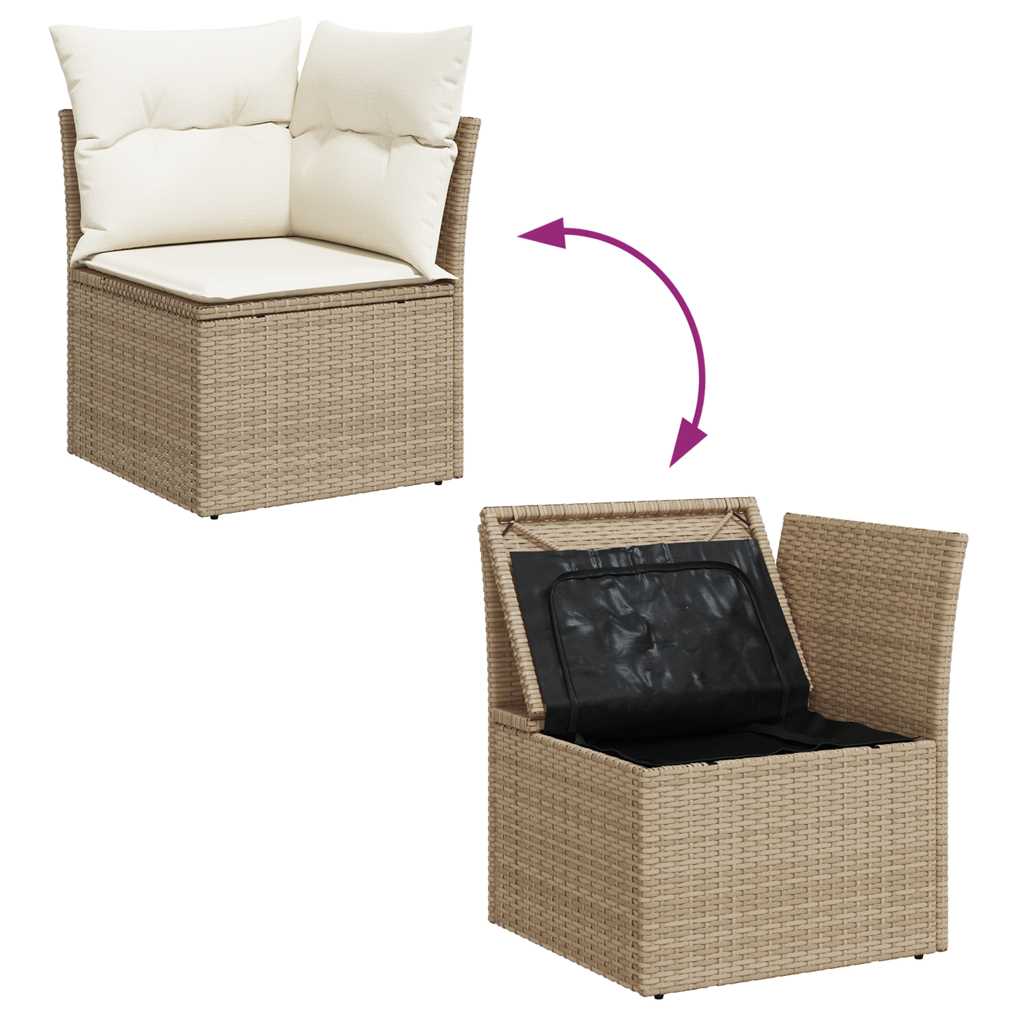 vidaXL Salon de jardin avec coussins et rangements 9 pcs Résine tressée Marron