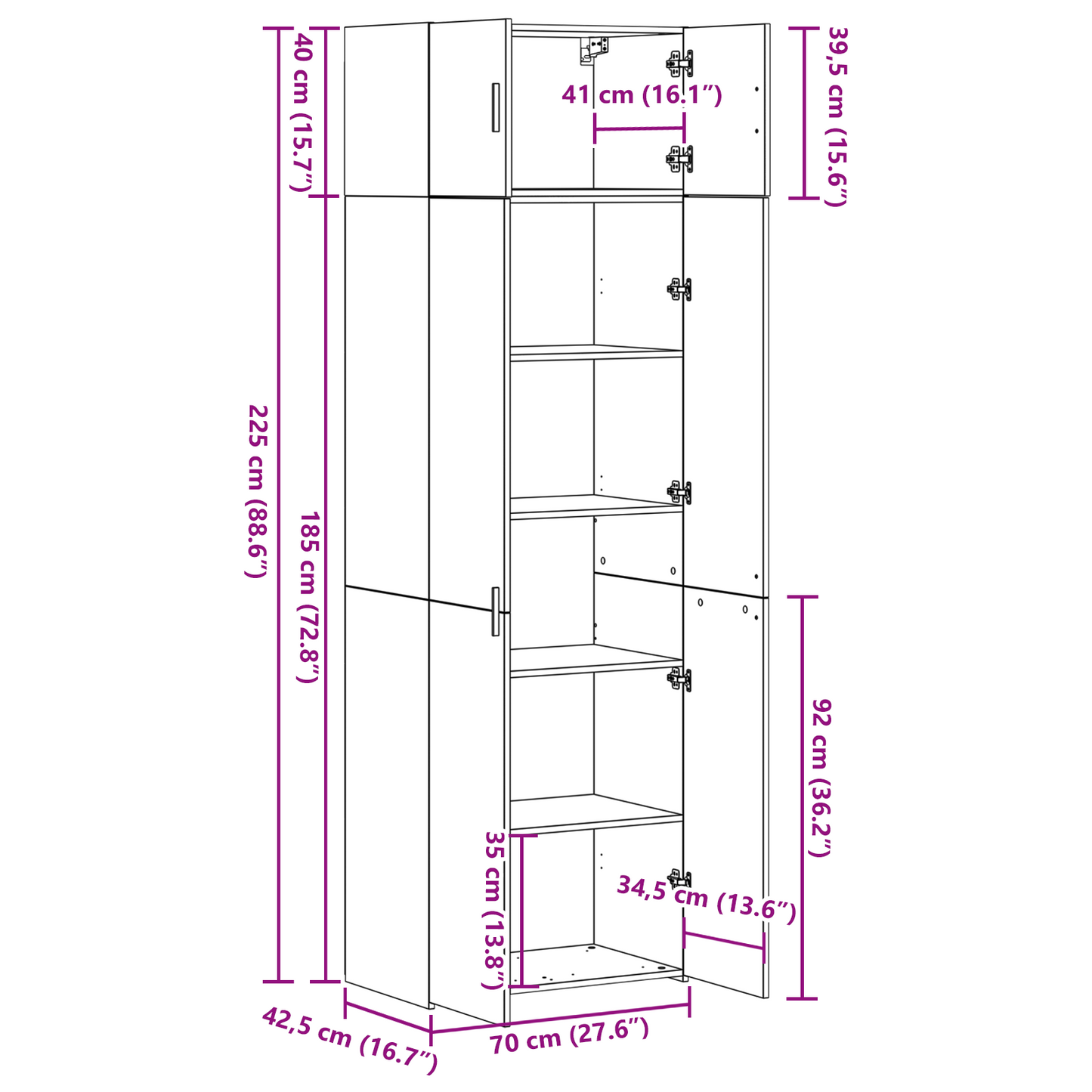 vidaXL Aufbewahrungsschrank 3 pcs Altholz