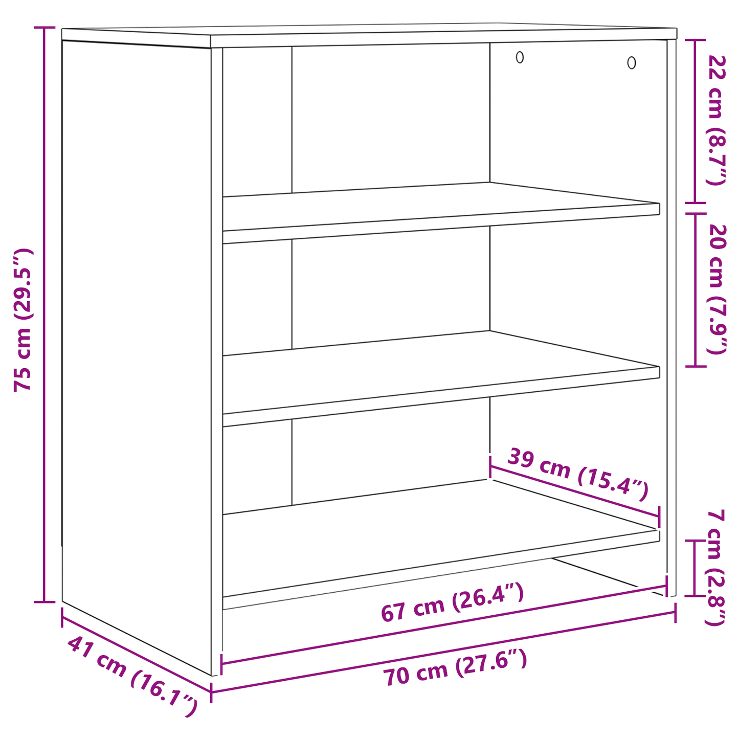 vidaXL Sideboard 2 pcs Schwarz Eichen-Optik 70 x 41 x 75 cm