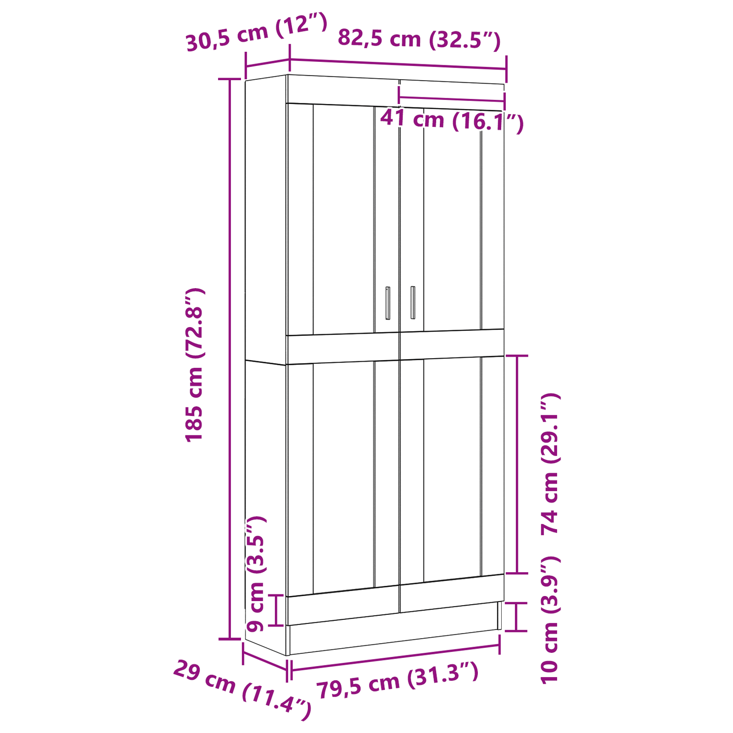 vidaXL Bücherregal Schwarz Eichen-Optik 82,5 x 30,5 x 185 cm