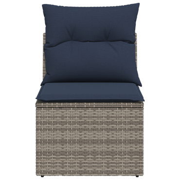 vidaXL Gartensessel ohne Armlehnen mit Kissen Grau Poly Rattan
