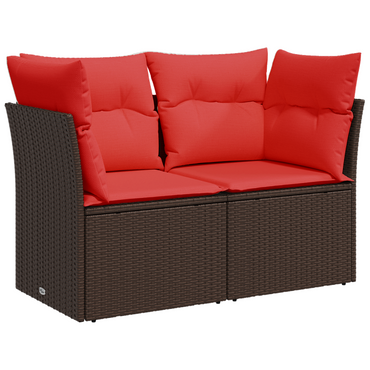 vidaXL Gartensofa mit Kissen 2-Sitzer Braun Poly Rattan