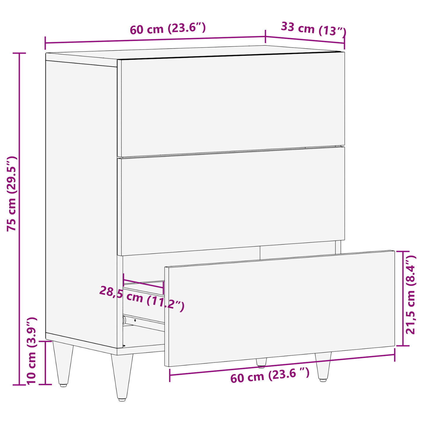 vidaXL Sideboard Braun 60 x 33 x 75 cm Massivholz Mango