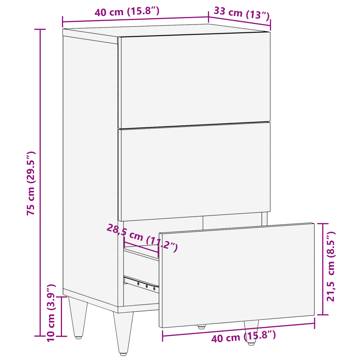 vidaXL Sideboard Braun 40 x 33,5 x 75 cm Massivholz Mango