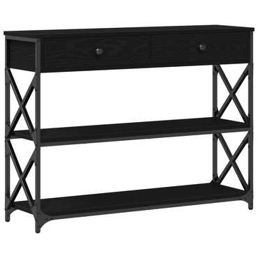 vidaXL Console avec étagère Noir aspect chêne 100 x 28 x 75 cm