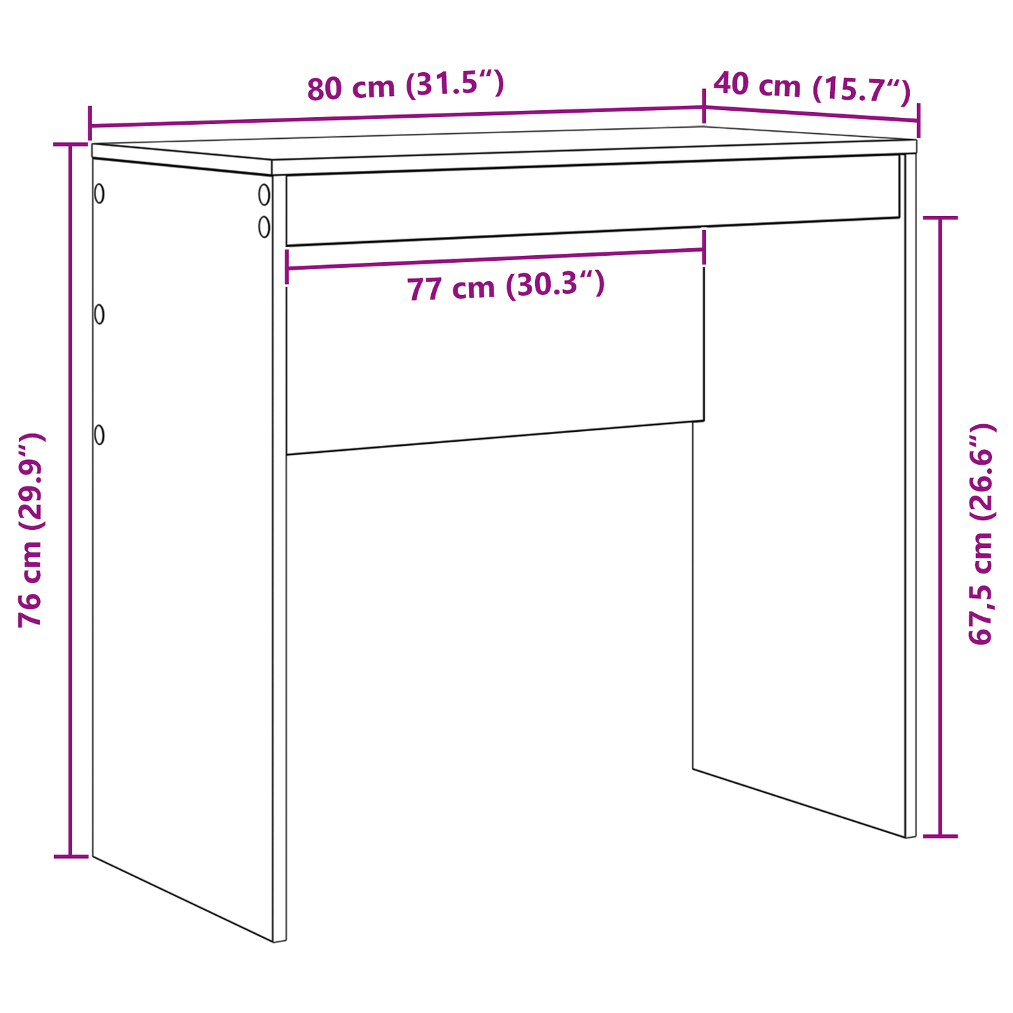 vidaXL Schreibtisch Weiß 80 x 40 x 76 cm