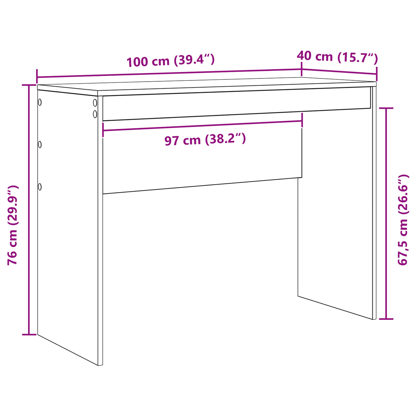 vidaXL Schreibtisch Weiß 100 x 40 x 76 cm