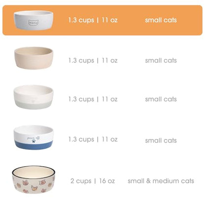 Pearhead Ceramic Bowl, Holds 2 Cups, Cute Whisker-Friendly Dish with Cat Face Design, Non-Slip, Microwave and Dishwasher Safe, Small/Medium