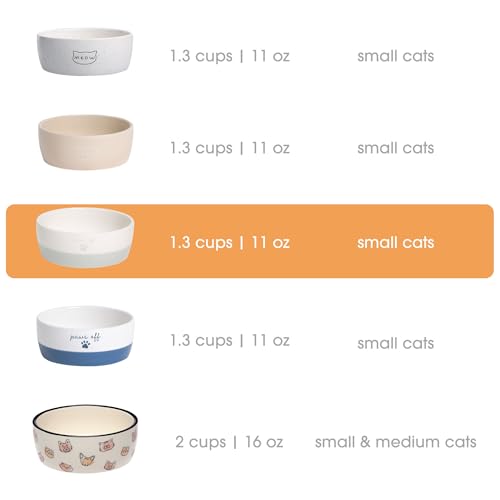 Pearhead Ceramic Bowl, Holds 2 Cups, Cute Whisker-Friendly Dish with Cat Face Design, Non-Slip, Microwave and Dishwasher Safe, Small/Medium