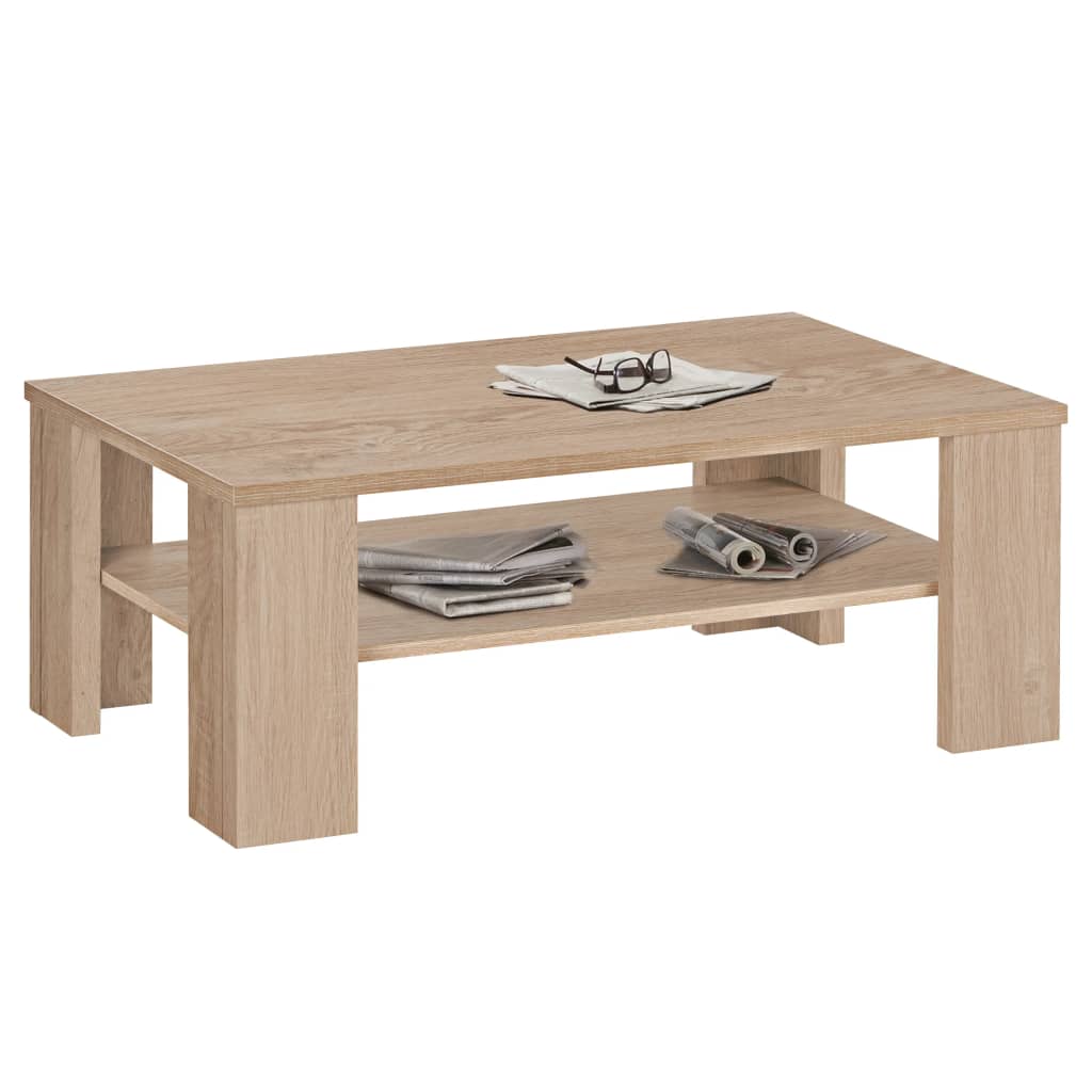 Table basse FMD avec étagère marron chêne