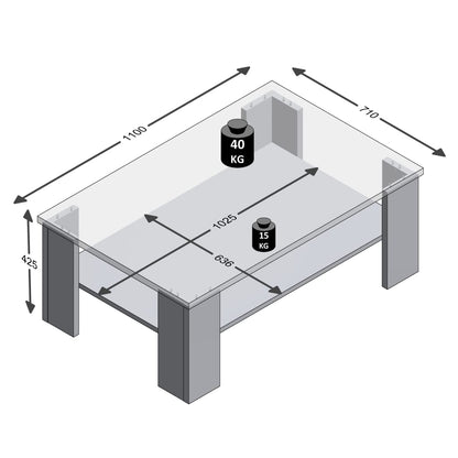 Table basse FMD avec étagère marron chêne