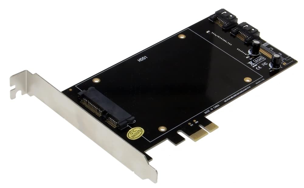 SEDNA – PCI Express (PCIe) Dual 2,5-Zoll SSD/HDD-Montageadapter (kurze doppelseitige SSD-Version) (mit integrierter Stromversorgung, kein SATA-Stromanschluss erforderlich), SSD/HDD nicht im Lieferumfang enthalten