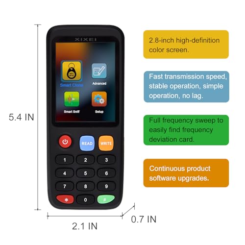 XIXEI X7 NFC RFID Kartenkopierer, Lesegerät, Schreibgerät, Duplikator für Multifrequenz-Lese- und Schreibvorgänge, Smartcard-Programmierkarte (5 wiederbeschreibbare Karten, 5 UID-Schlüsselanhänger, 5 T5577-Schlüsselanhänger)