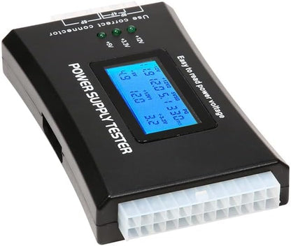 PC-Netzteil-Diagnosegerät mit LCD-Bildschirm, Computer-Testgerät für 20/24-V- und 4/6/8-polige Netzteile, geeignet für SATA, IDE, HDD, ATX, ITX und BYI-Stecker