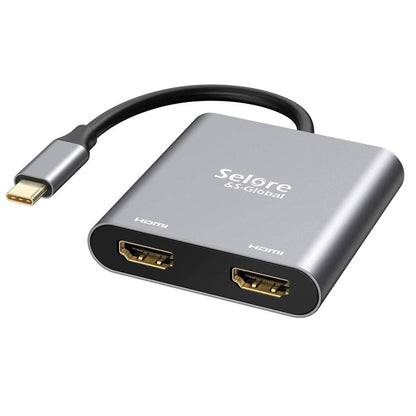 Selore&amp;S-Global USB-C-zu-Dual-HDMI-Adapter 4K @60Hz, Typ-C-zu-HDMI-Konverter für MacBook Pro Air 2020/2019/2018, Lenovo Yoga 920/Thinkpad T480, Dell XPS 13/15/17 usw.