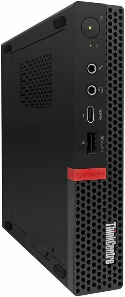 Lenovo ThinkCentre M920q Tiny Desktop, Intel 6-Core i5-8500T, 16 GB RAM, 256 GB NVMe SSD, HDMI, DisplayPort, WLAN, Bluetooth, kabellose Tastatur und Maus, Windows 11, schwarz (Generalüberholt) 