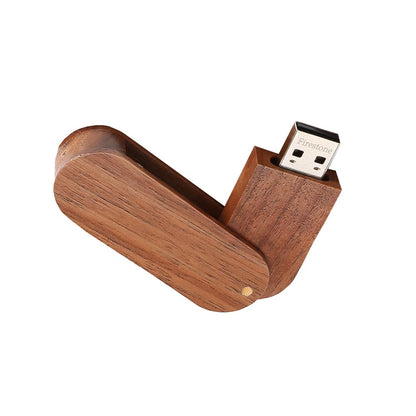 Neuartiger USB-2.0-Stick aus Holz, 64 GB Datenspeicher, drehbarer USB-Stick mit Holzbox