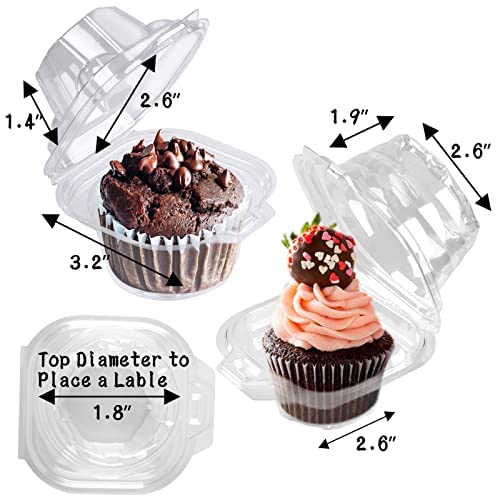 NPLUX 50er-Packung Einzel-Cupcake-Behälter, Cupcake-Boxen aus Kunststoff, Cupcake-Halter, stapelbare Cupcake-Träger mit tiefer Kuppel